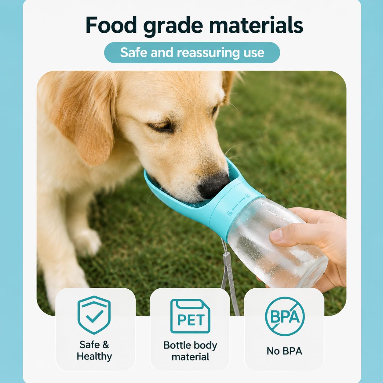 2-in-1 Portable Dog Water Bottle & Treat Dispenser, 500ml Leakproof Travel Bottle for Dogs & Cats