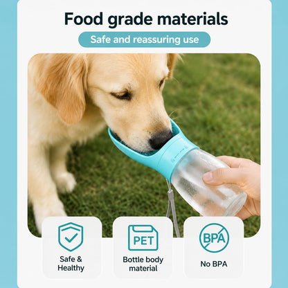 2-in-1 Portable Dog Water Bottle & Treat Dispenser, 500ml Leakproof Travel Bottle for Dogs & Cats