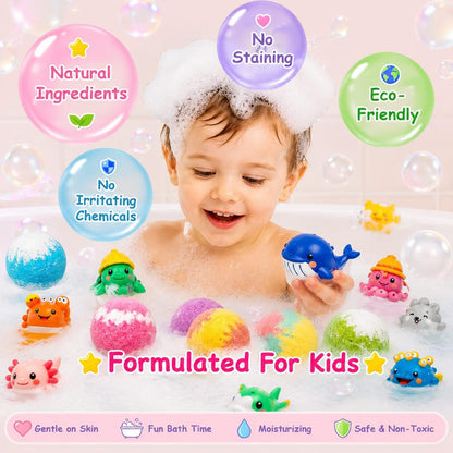 Kids Bath Bombs with Surprise Toys – 12 Pack Ocean Gift Set