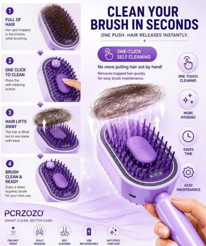 Electric Spray Hair Brush | Detangling & Scalp Massager – Rechargeable, Anti-Static