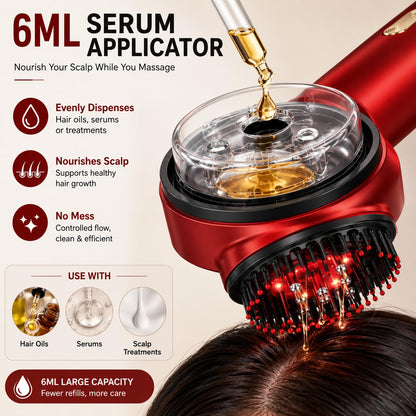 Red Light Scalp Massager Comb – Hair Growth Brush with Serum Applicator, Rechargeable for Men & Women