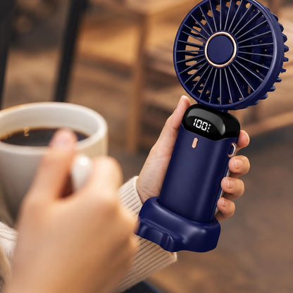 Portable Turbo Fan 4000mAh Rechargeable Mini Fan – 5 Speed Personal Cooling Fan for Travel, Office & Outdoor Use