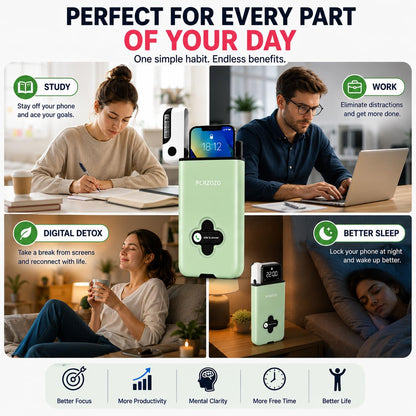 Phone Lock Box with Timer & Emergency Call Access – Digital Detox Safe (Green, Pink, Blue)