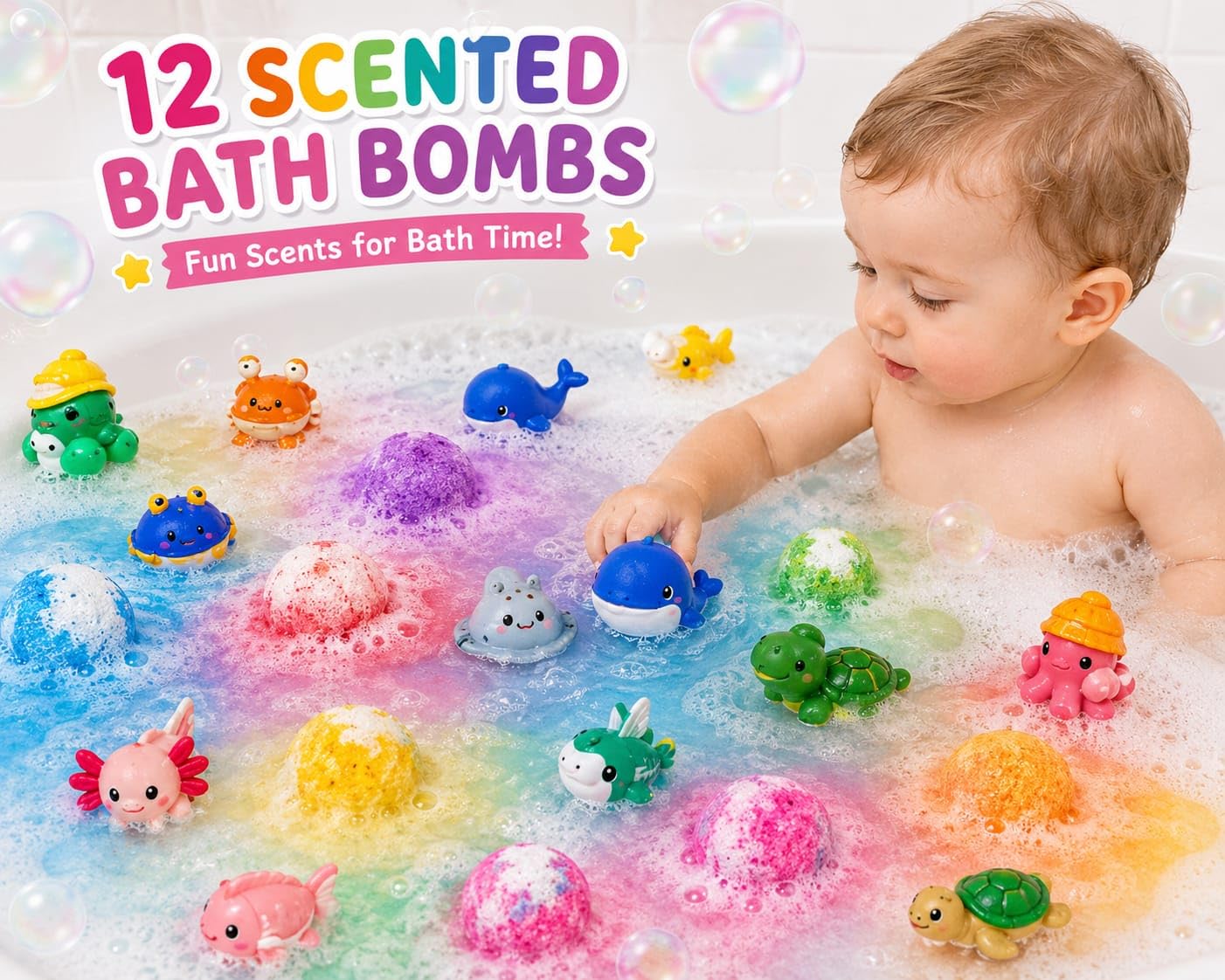 Kids Bath Bombs with Surprise Toys – 12 Pack Ocean Gift Set