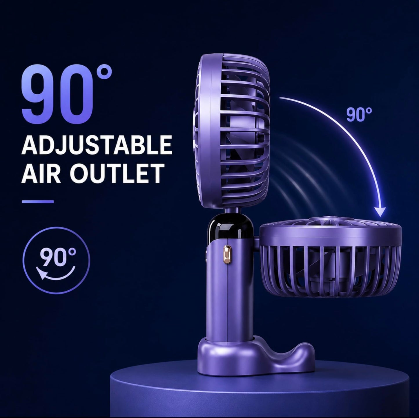 Portable Turbo Fan 4000mAh Rechargeable Mini Fan – 5 Speed Personal Cooling Fan for Travel, Office & Outdoor Use