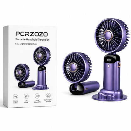 Portable Turbo Fan 4000mAh Rechargeable Mini Fan – 5 Speed Personal Cooling Fan for Travel, Office & Outdoor Use
