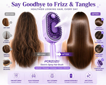 Electric Spray Hair Brush | Detangling & Scalp Massager – Rechargeable, Anti-Static