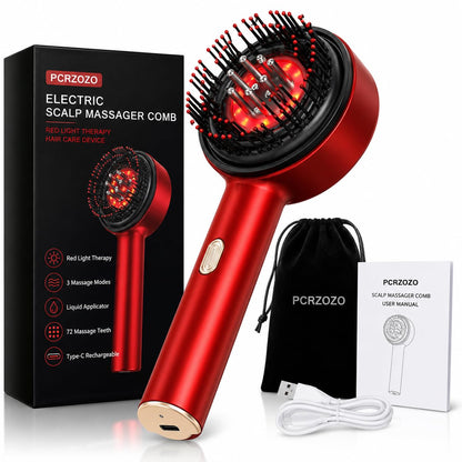 Red Light Scalp Massager Comb – Hair Growth Brush with Serum Applicator, Rechargeable for Men & Women