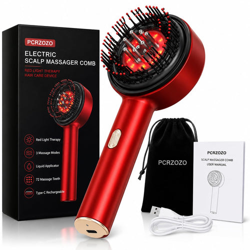 Red Light Scalp Massager Comb – Hair Growth Brush with Serum Applicator, Rechargeable for Men & Women