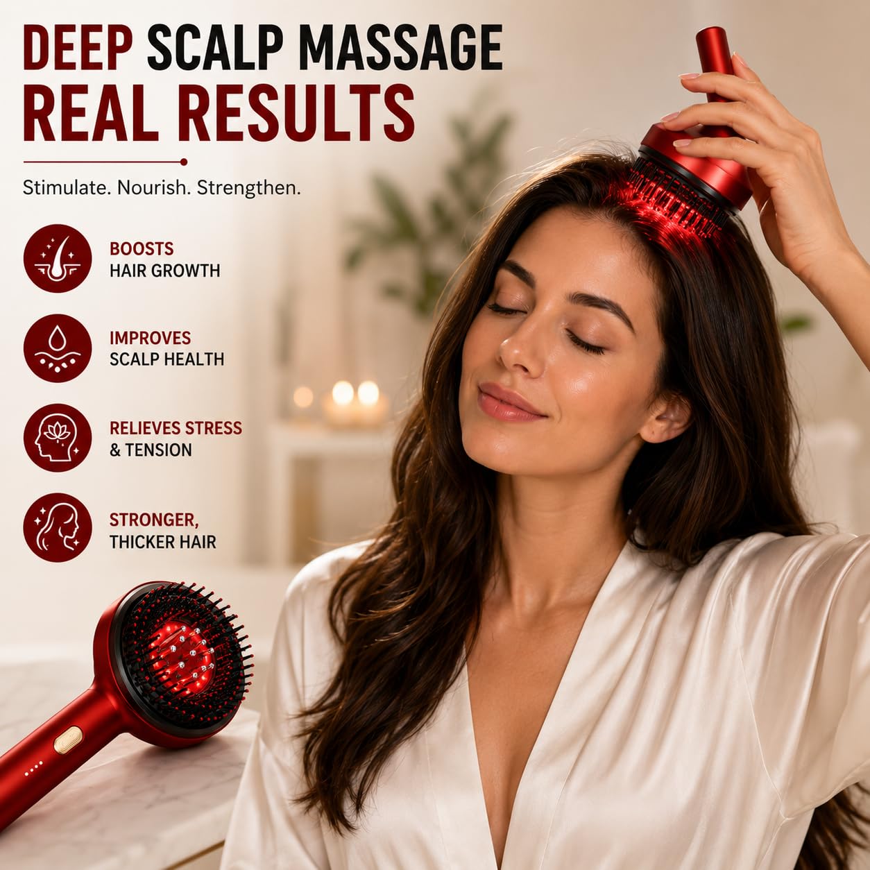 Red Light Scalp Massager Comb – Hair Growth Brush with Serum Applicator, Rechargeable for Men & Women