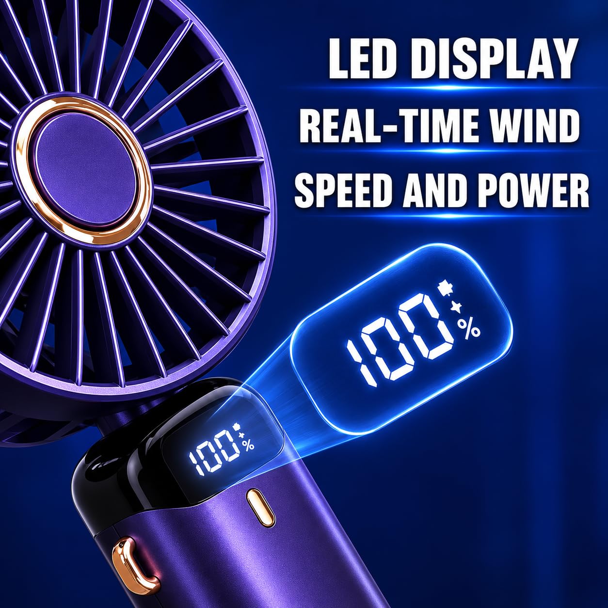 Portable Turbo Fan 4000mAh Rechargeable Mini Fan – 5 Speed Personal Cooling Fan for Travel, Office & Outdoor Use