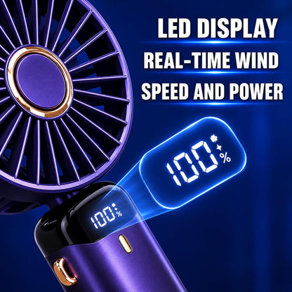 Portable Turbo Fan 4000mAh Rechargeable Mini Fan – 5 Speed Personal Cooling Fan for Travel, Office & Outdoor Use